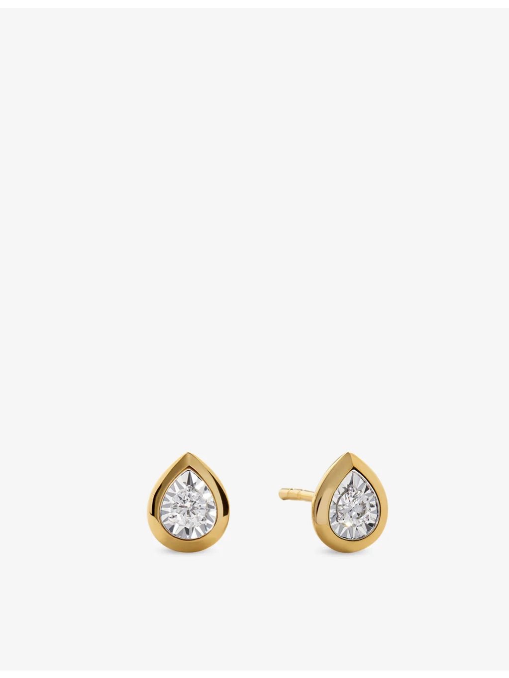 Pear-Shaped 0.13ct Lab-Grown Diamond and 18ct Yellow-Gold Vermeil Stud Earrings - 1