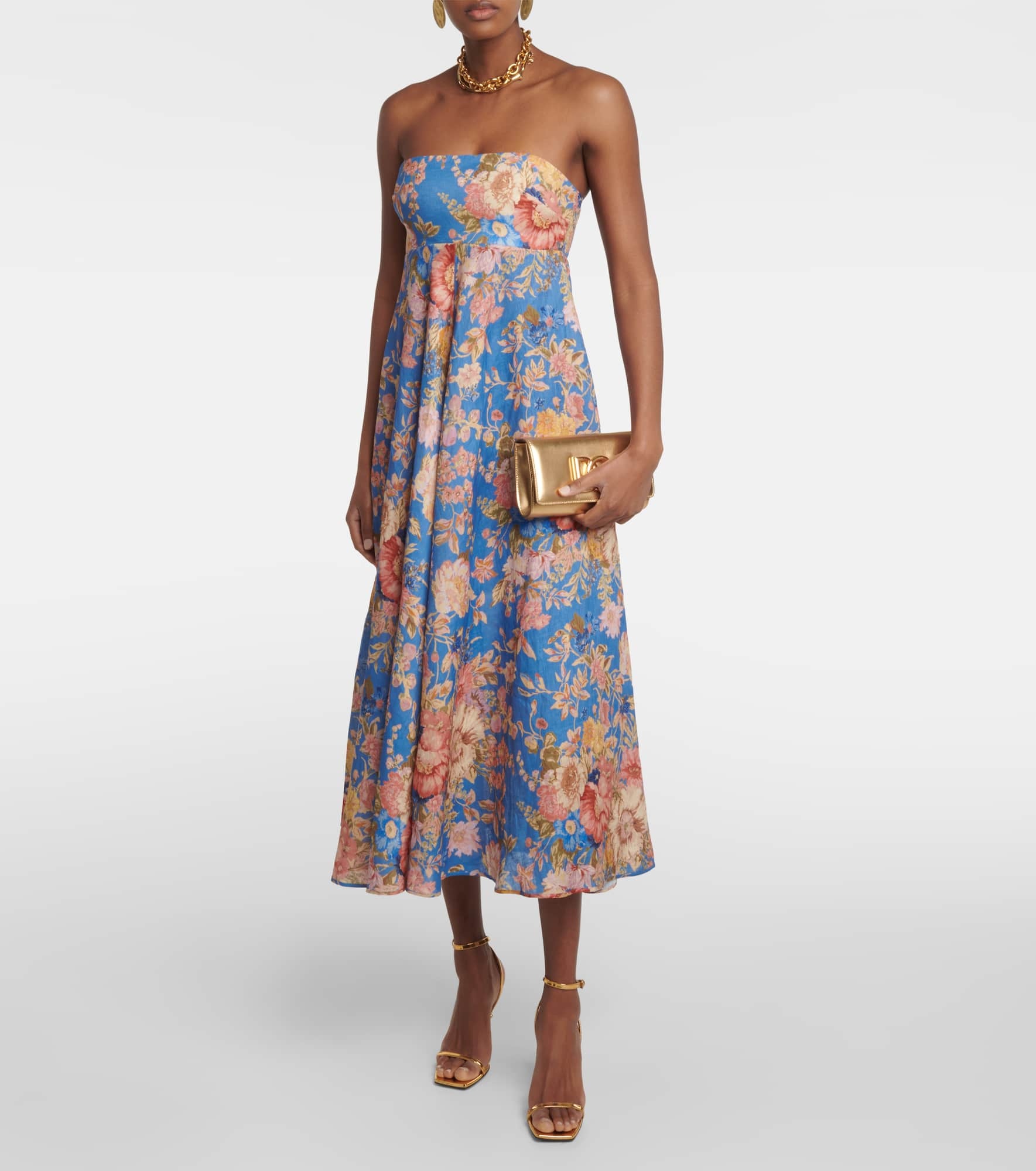 August floral linen midi dress - 2