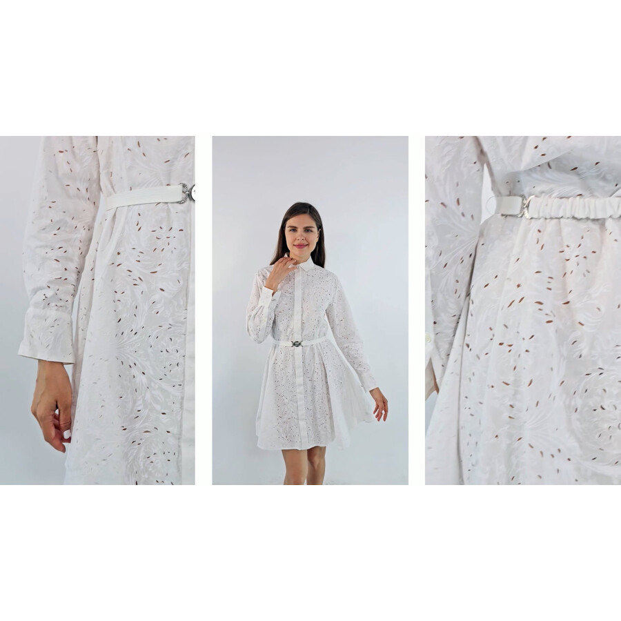 Versace Barocco-Embroidered Cotton Shirtdress - 6
