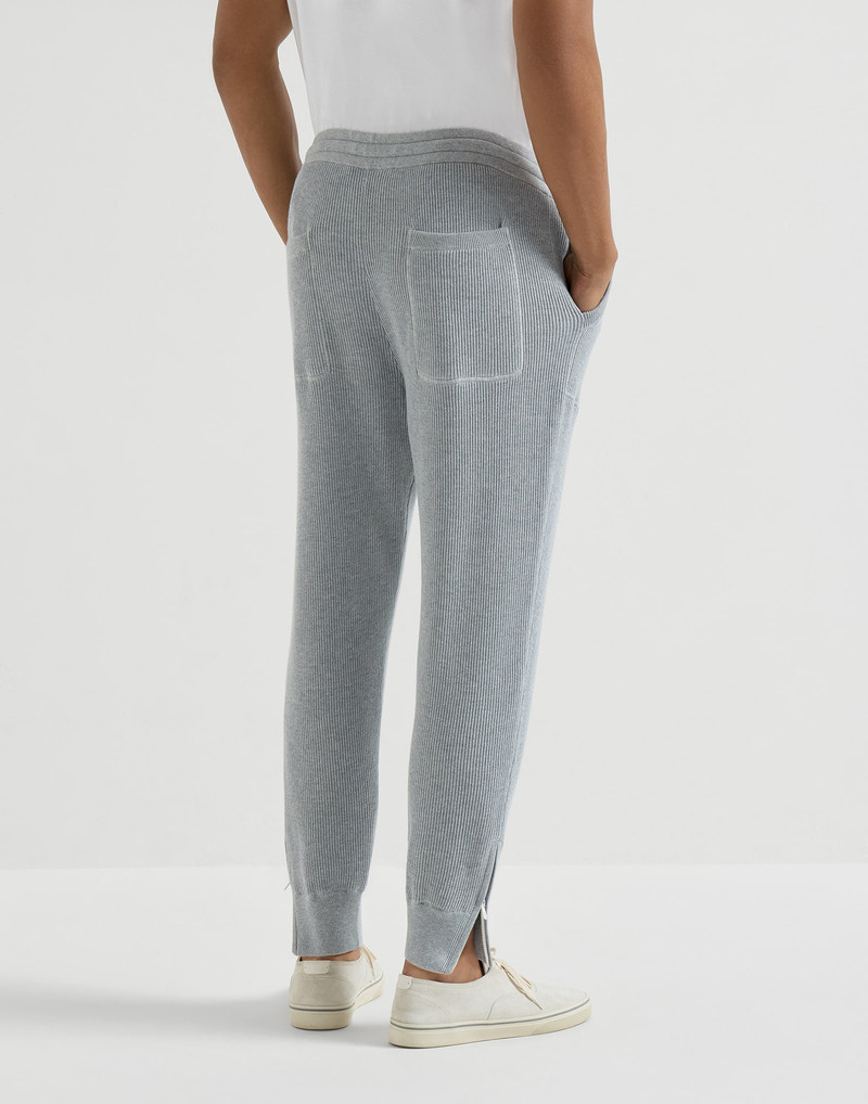 Cotton English rib knit trousers with zipper cuffs 3