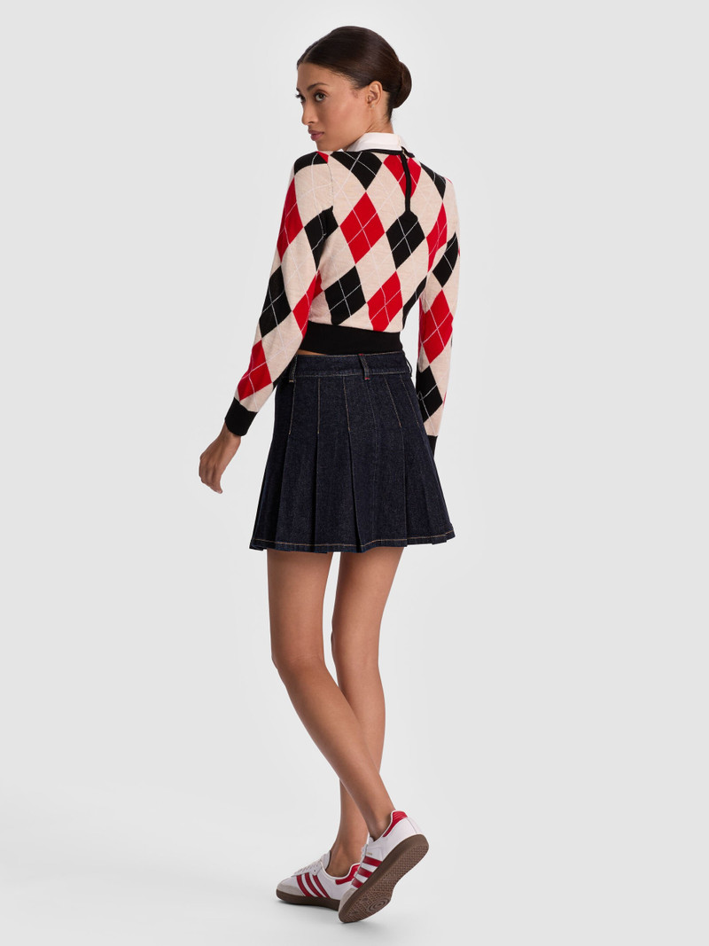 Alice + Olivia SUZIE DENIM PLEATED MINI SKIRT outlook