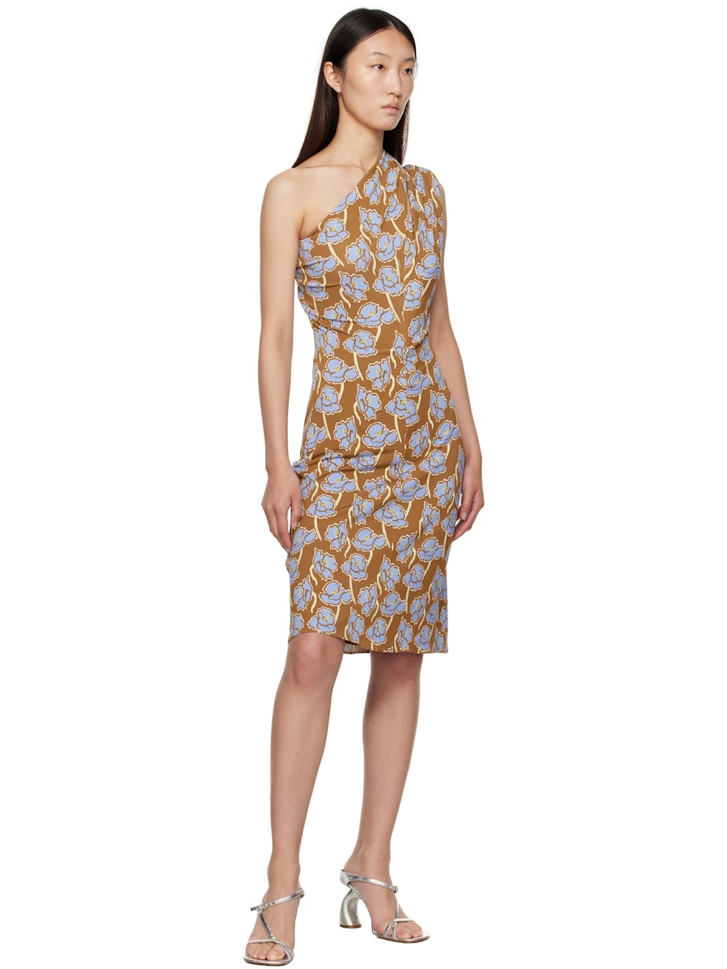 Multicolor Poppies One-Shoulder Midi Dress - 4