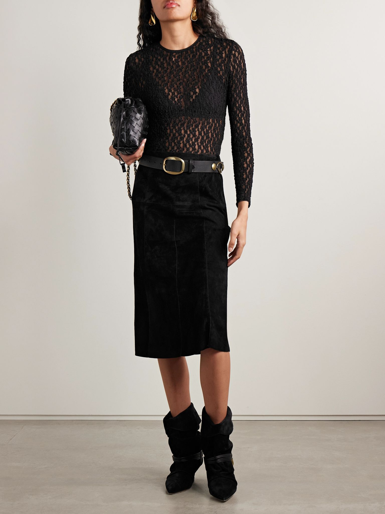 Devy suede midi skirt Black - 2