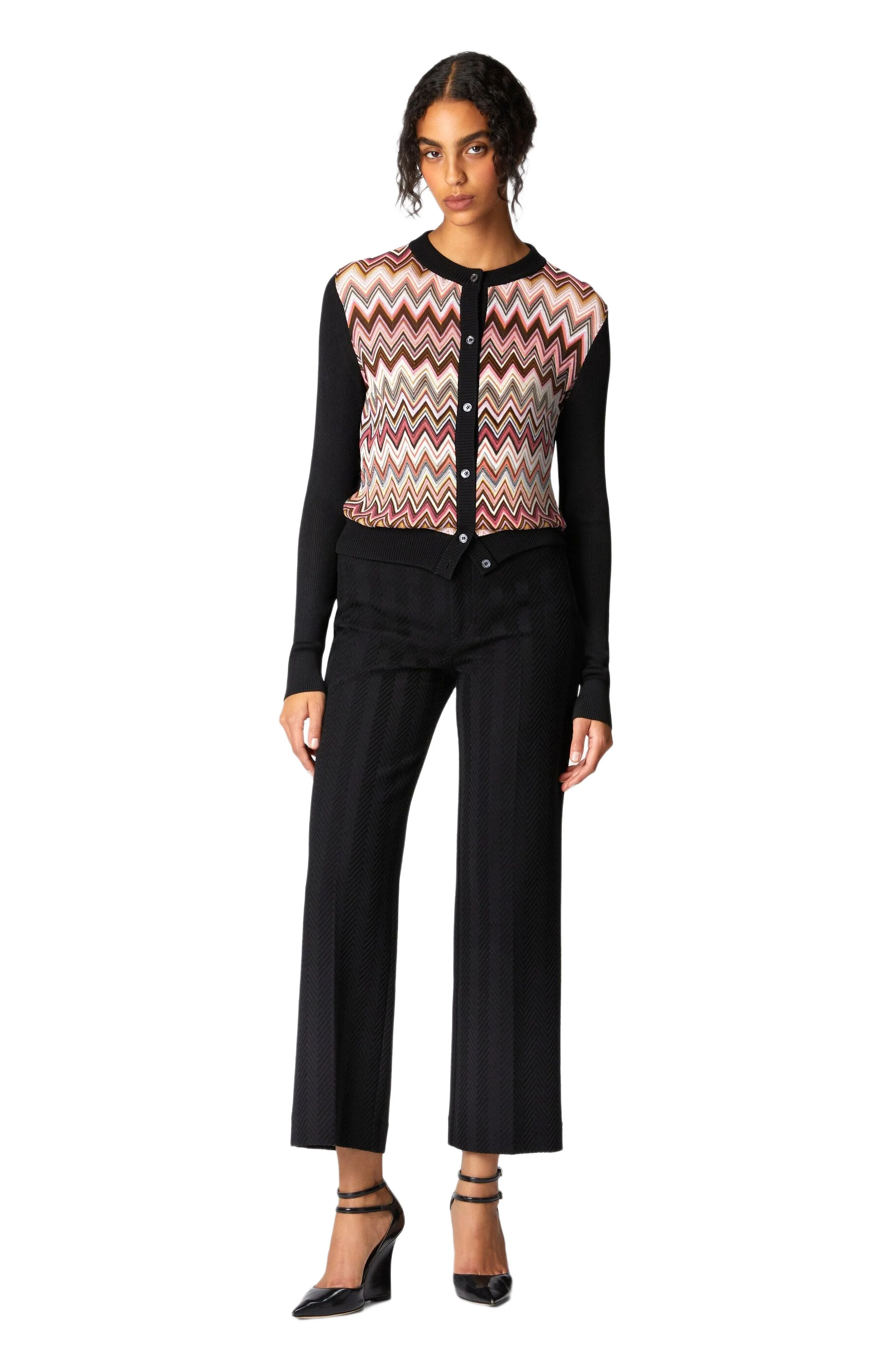 Missoni Viscose-blend Cardigan With Chevron Insert in Black at Nordstrom - 1