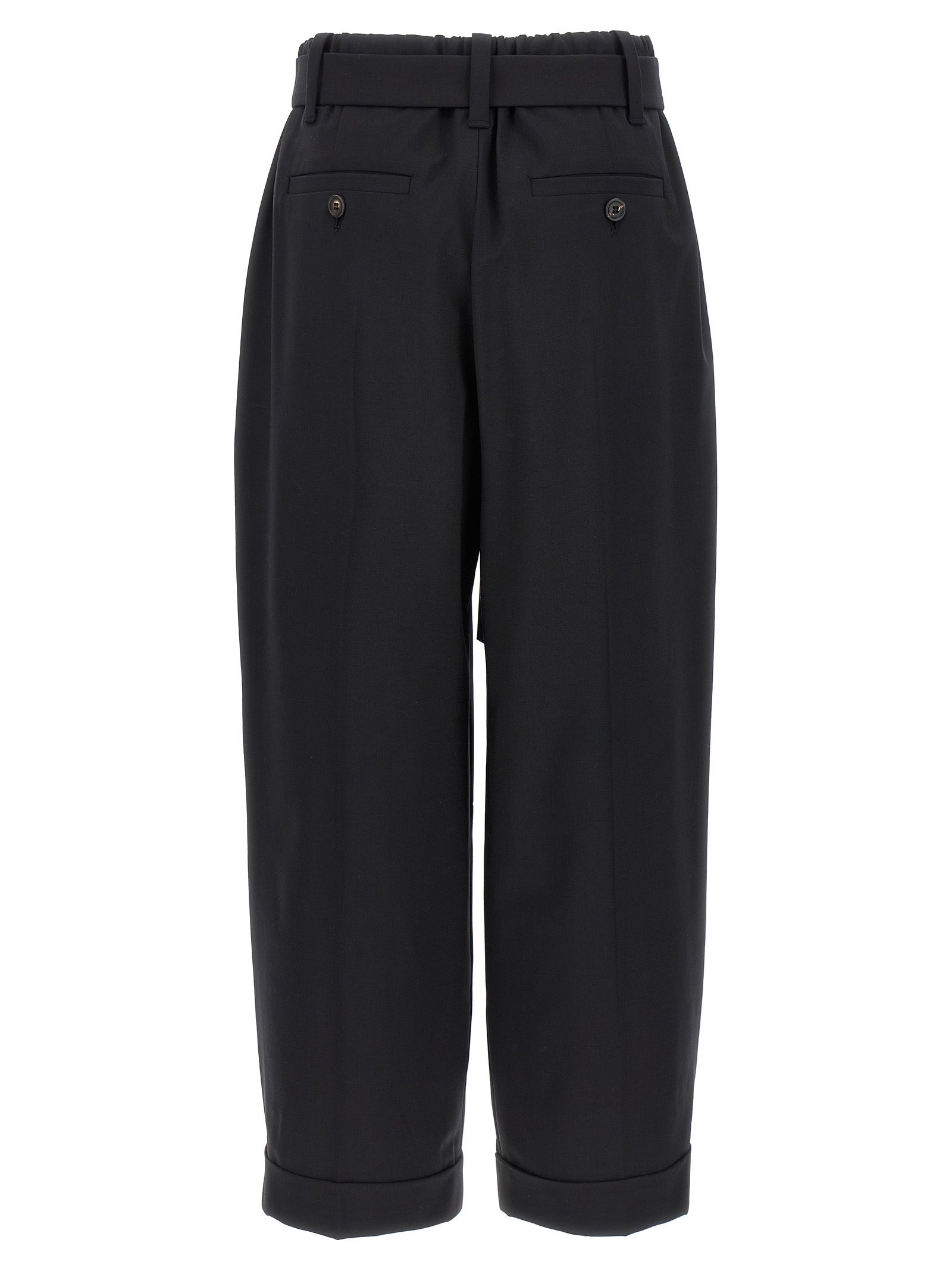 Belt Wool Pants Black - 2