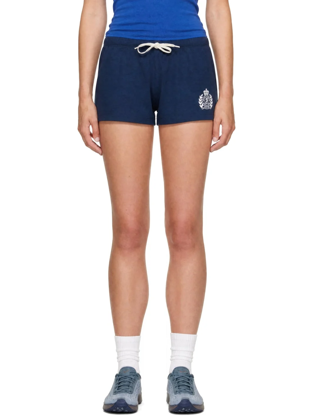 Navy NY Crest Lounge Shorts - 1