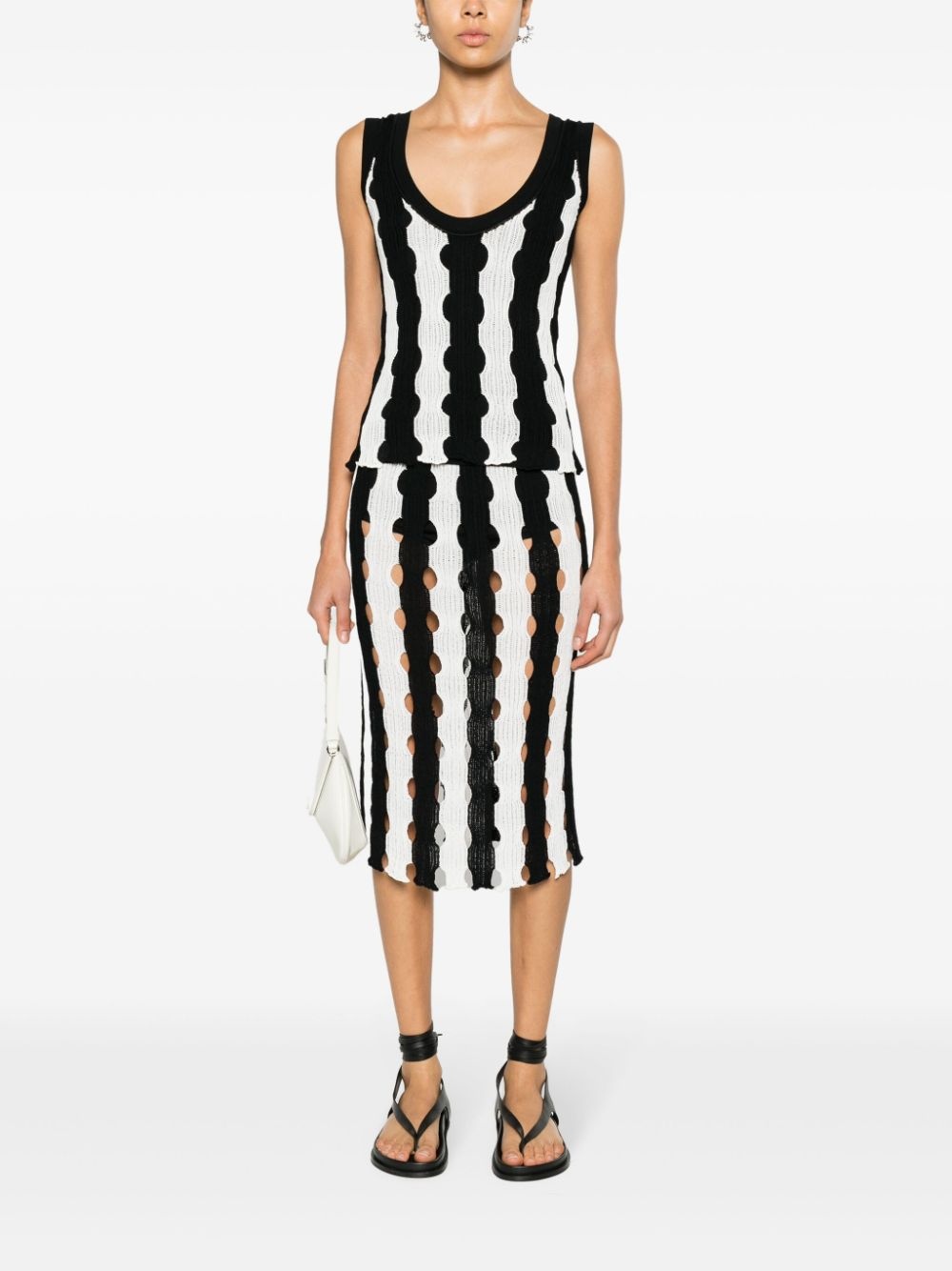 cut-out striped midi skirt - 2
