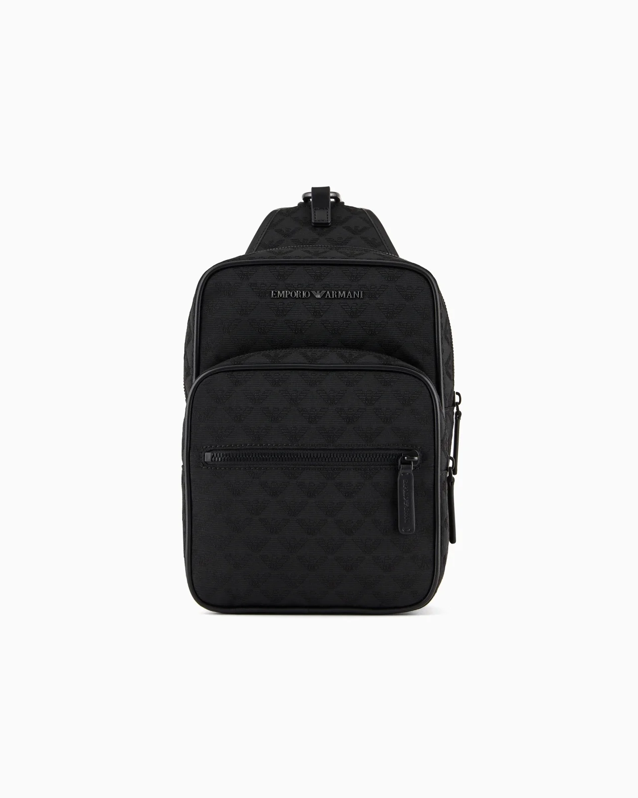 Nylon one-shoulder backpack with all-over jacquard eagle - 1