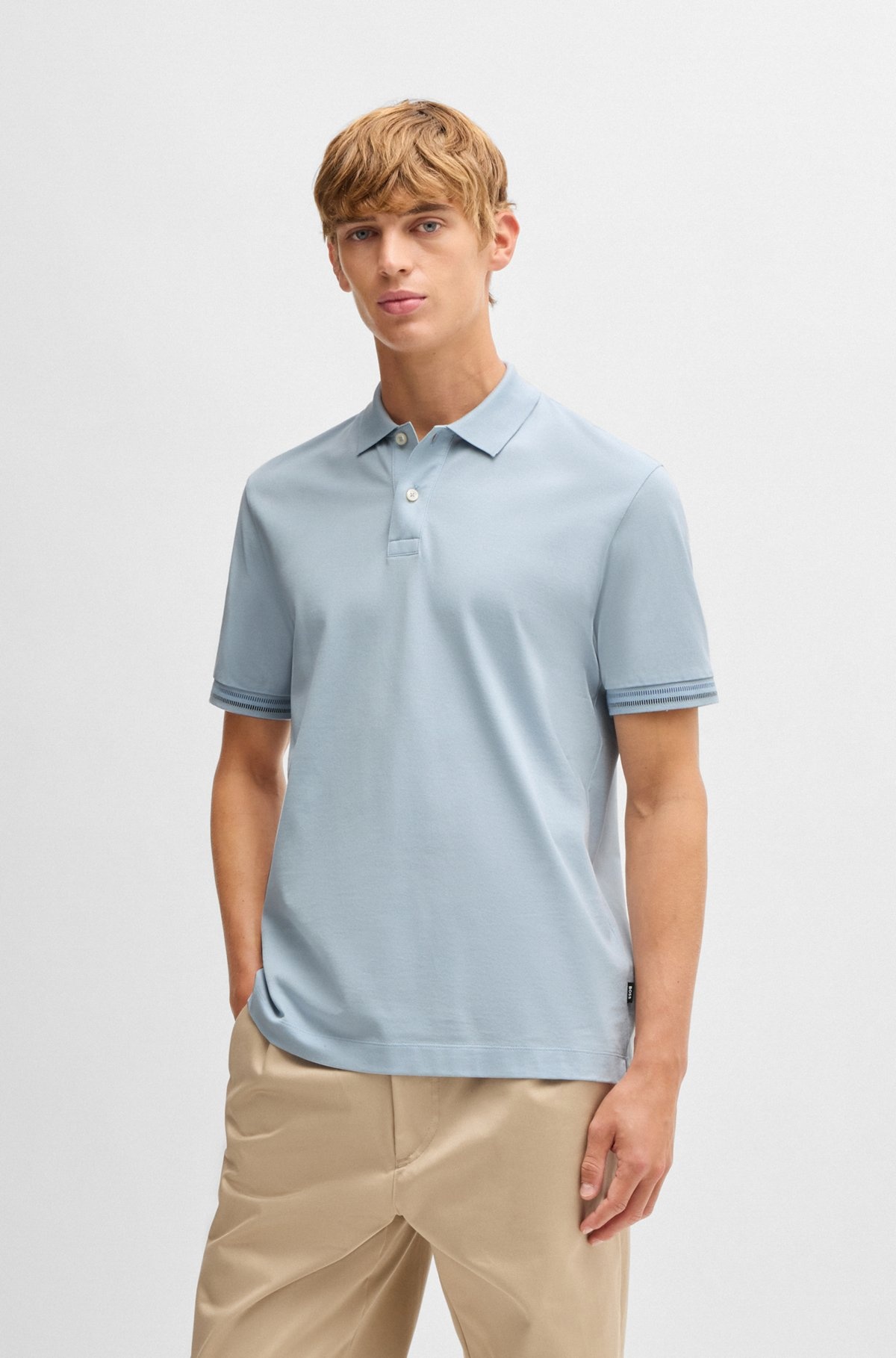 MERCERIZED-COTTON REGULAR-FIT POLO SHIRT WITH STRIPE TRIMS - 2