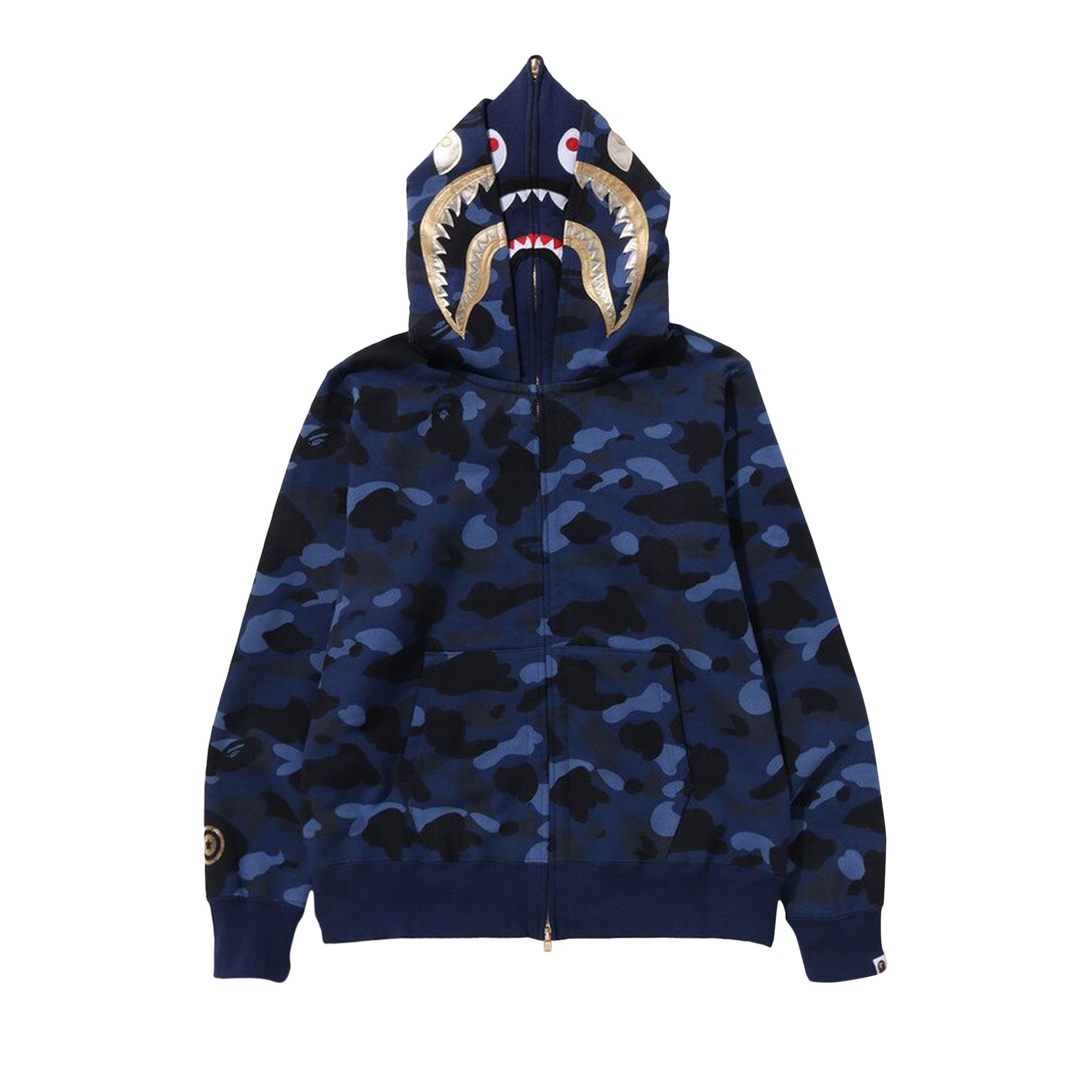 BAPE Color Camo Double Shark Full Zip Hoodie 'Navy' - 1