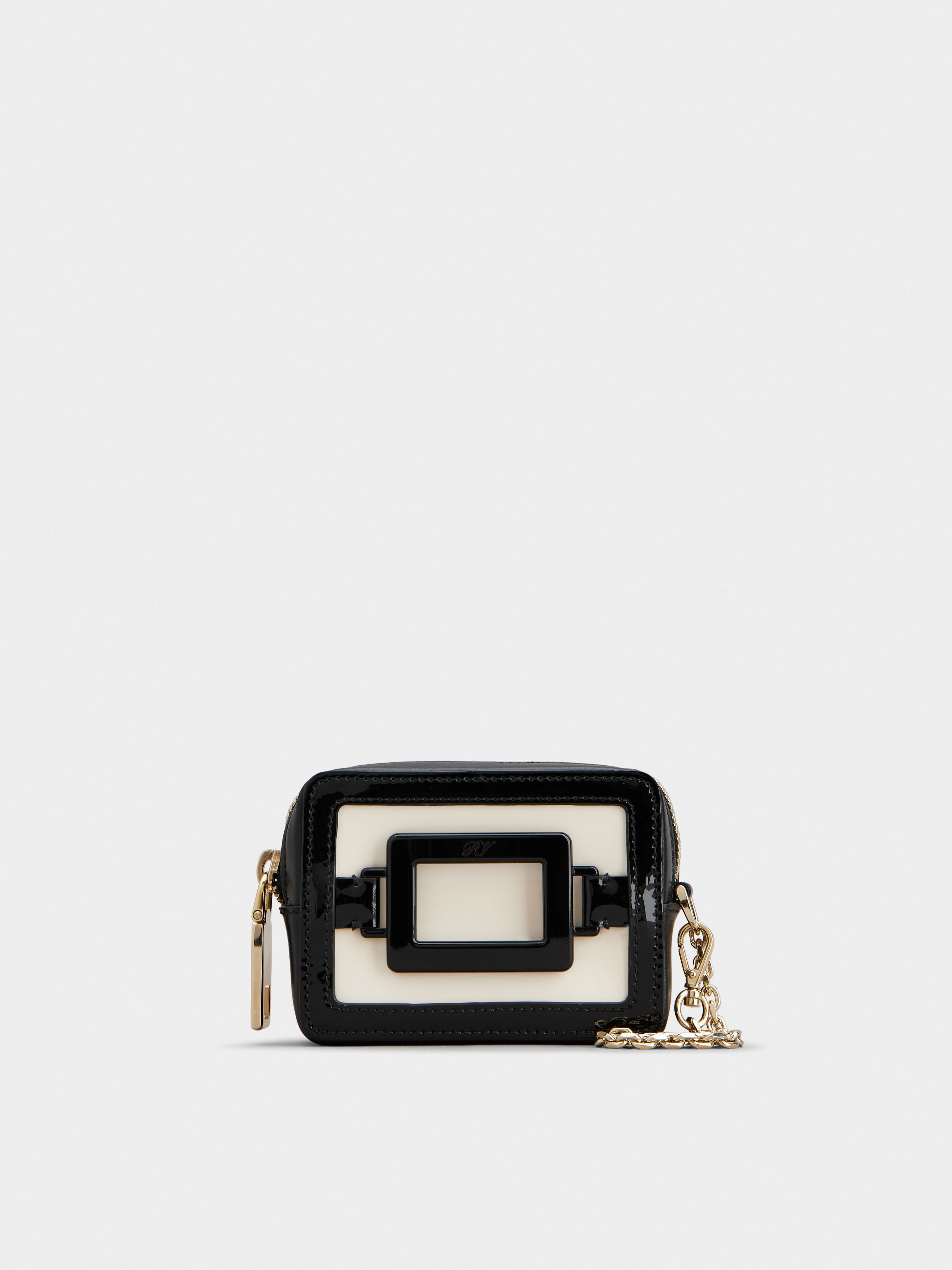 Belle Vivier Cube Charm Lacquered Buckle Micro Bag in Patent Leather - 1