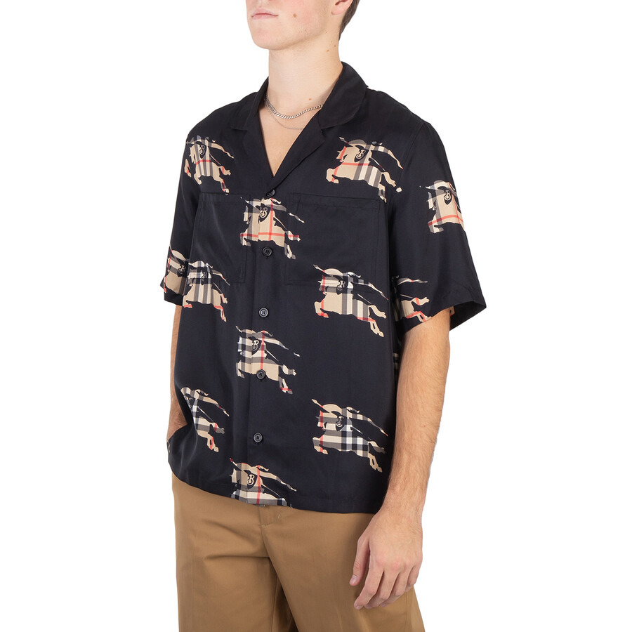Burberry Equestrian Knight-Print Silk Shirt - 5