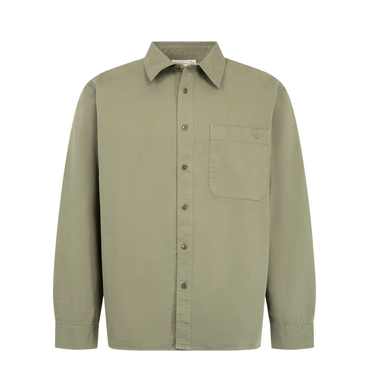 Cotton Herringbone Long Sleeve Shirt - 1