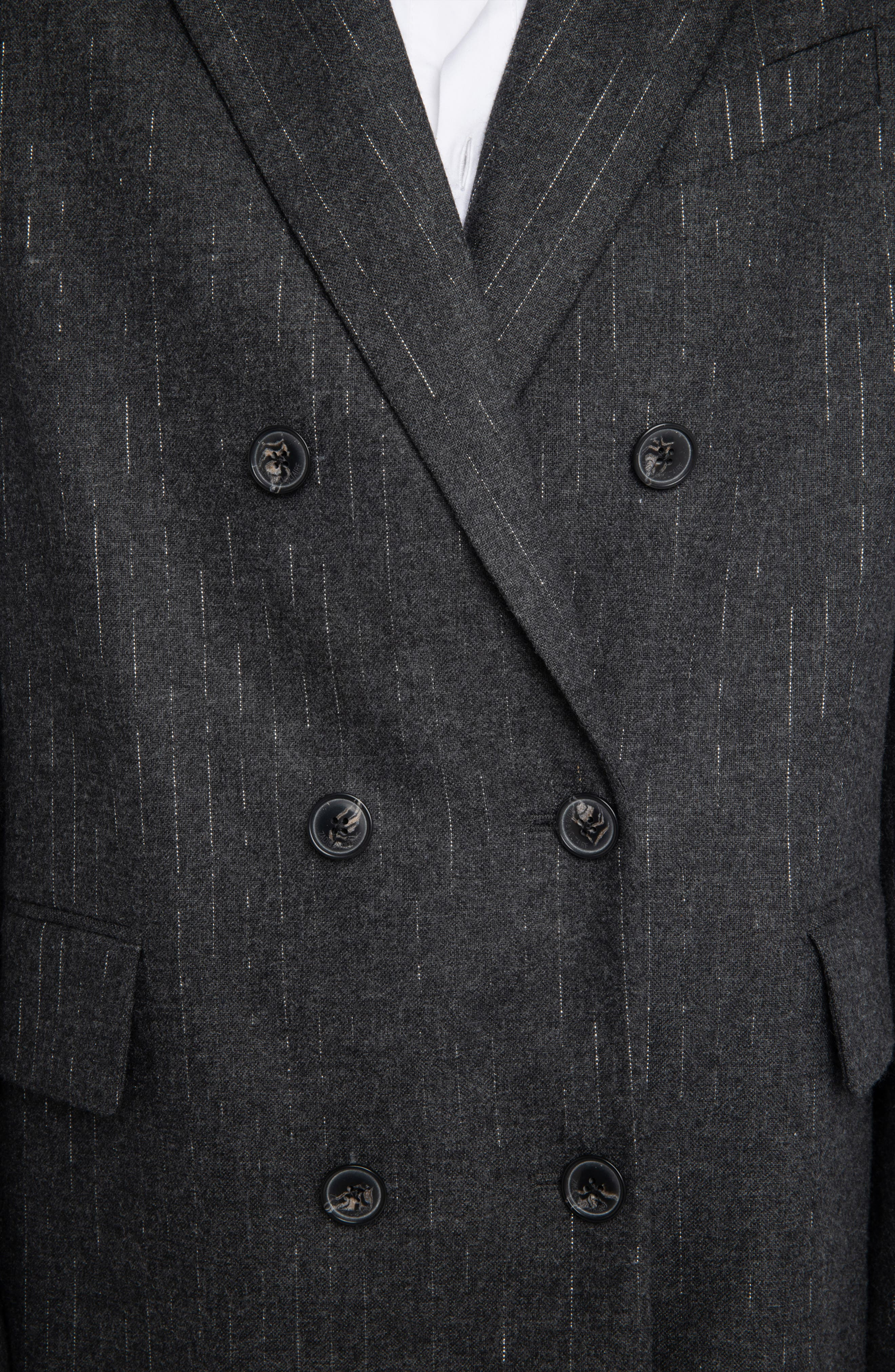 Zadig & Voltaire Vaska Metallic Stripe Double Breasted Blazer in Anthracite at Nordstrom - 4