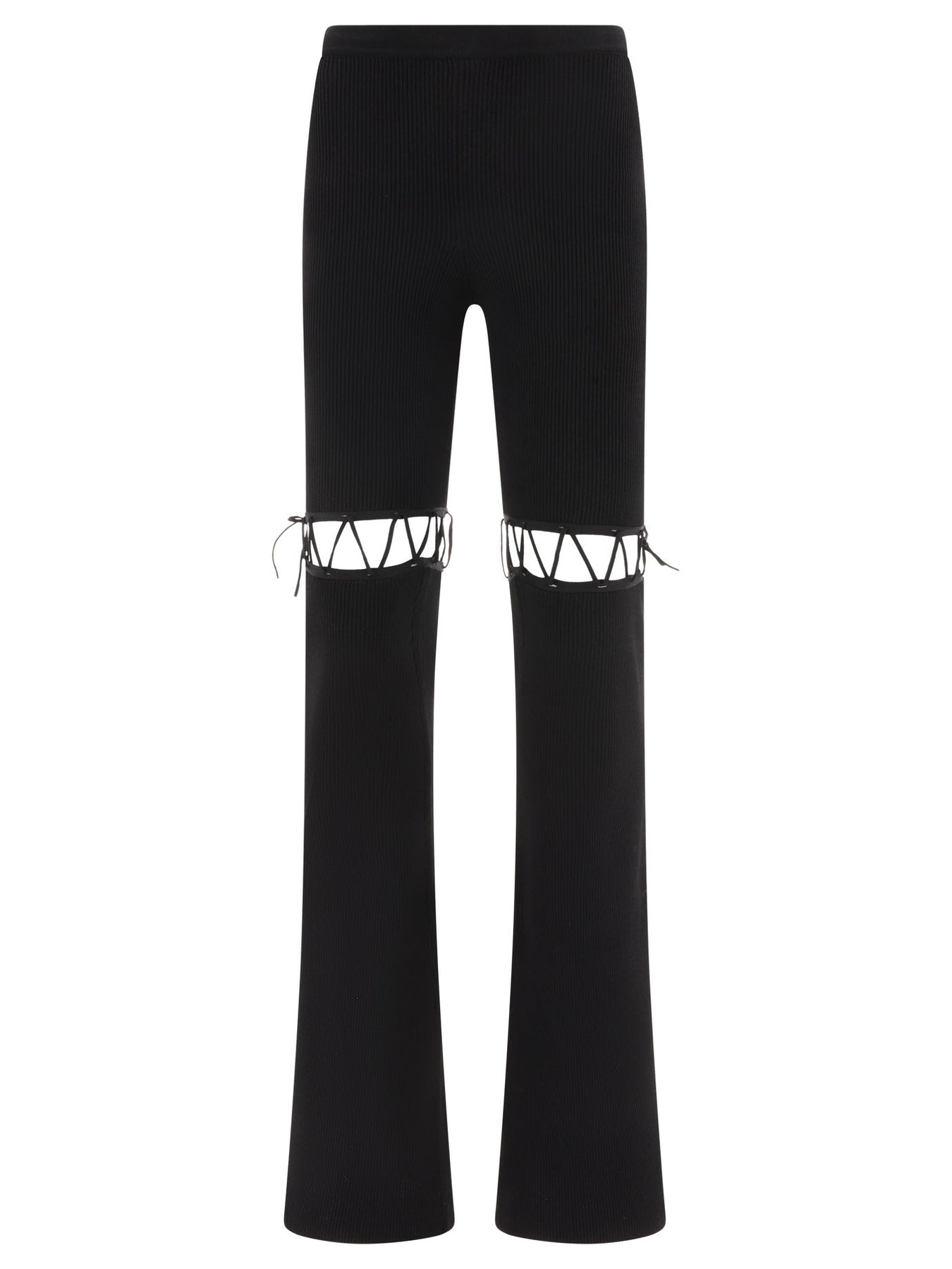 Flared Laced Leggings Trousers Black - 1