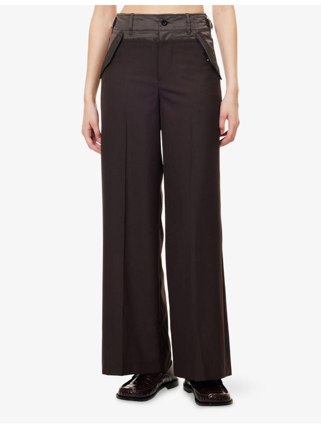 Shell-Waistband Wide-Leg Woven Trousers - 3