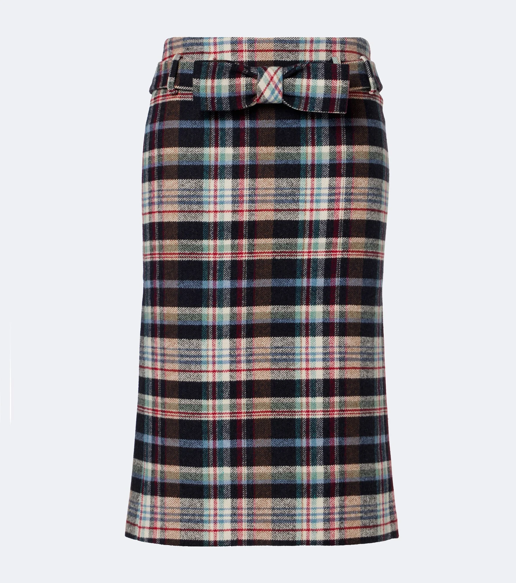 Checked cotton and wool-blend pencil skirt - 1
