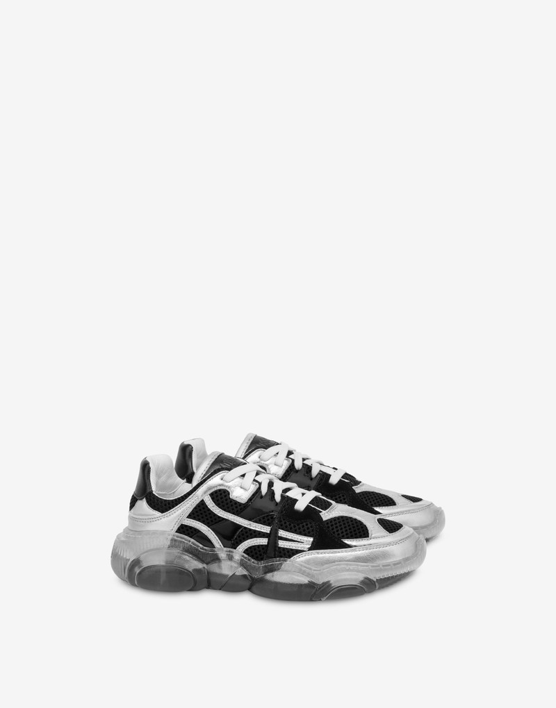 BLACK MESH TEDDY SHOES WITH TRANSPARENT SOLE 1