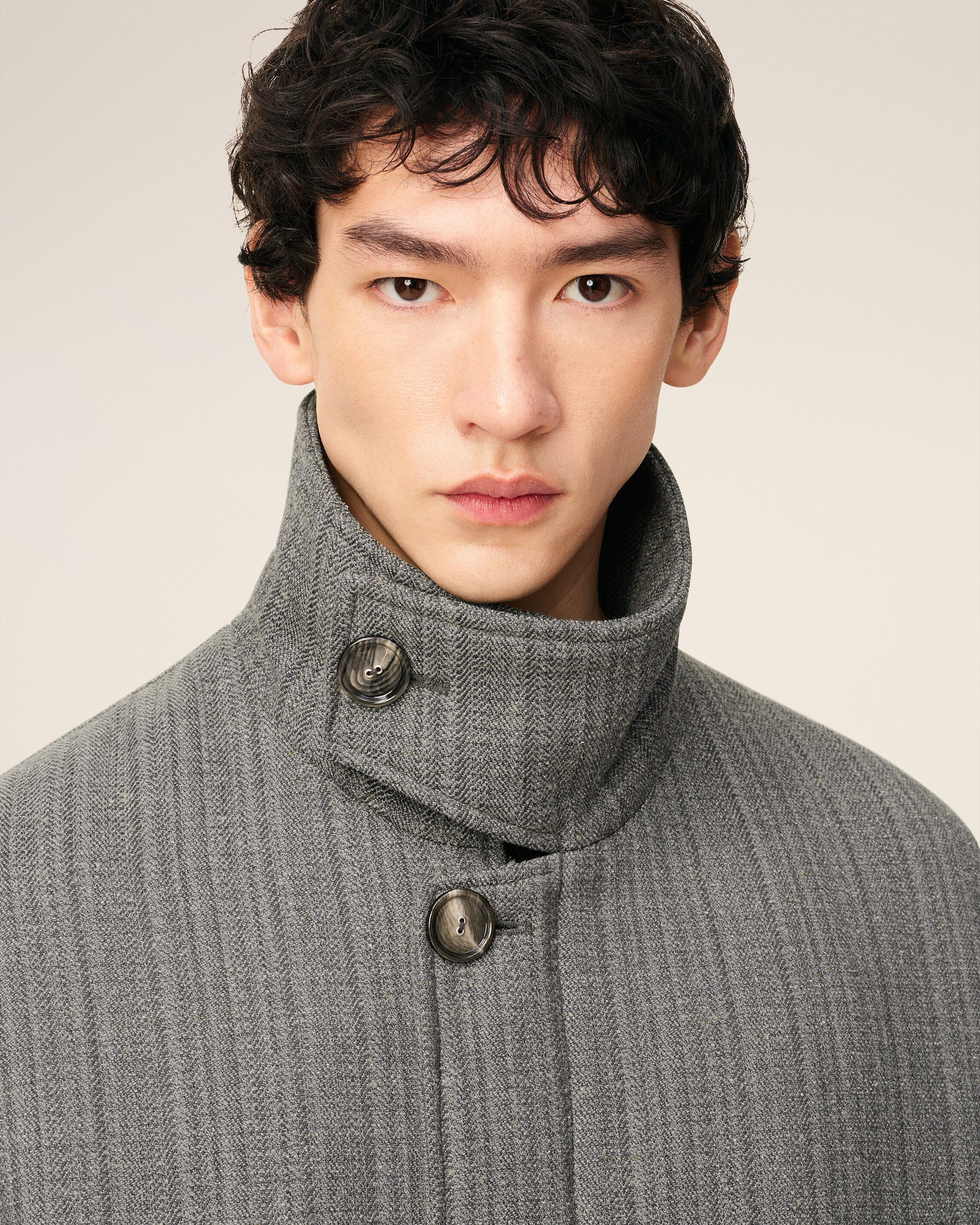 GREY WOOL HERRINGBONE HARRINGTON JACKET - 4