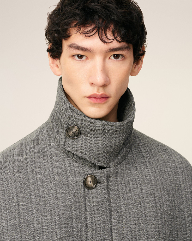 GREY WOOL HERRINGBONE HARRINGTON JACKET 4