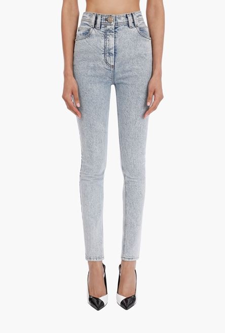 Skinny high-waisted light blue jeans - 6