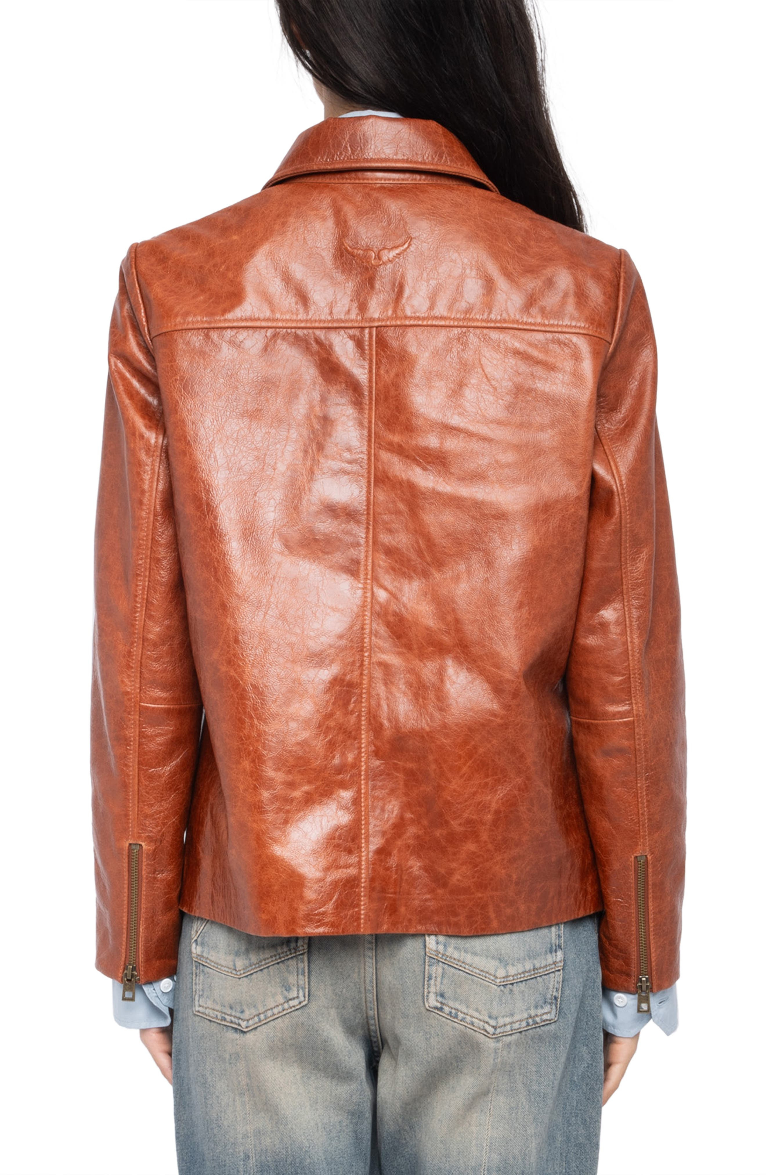Zadig & Voltaire Lienna Leather Jacket in Burn at Nordstrom - 2