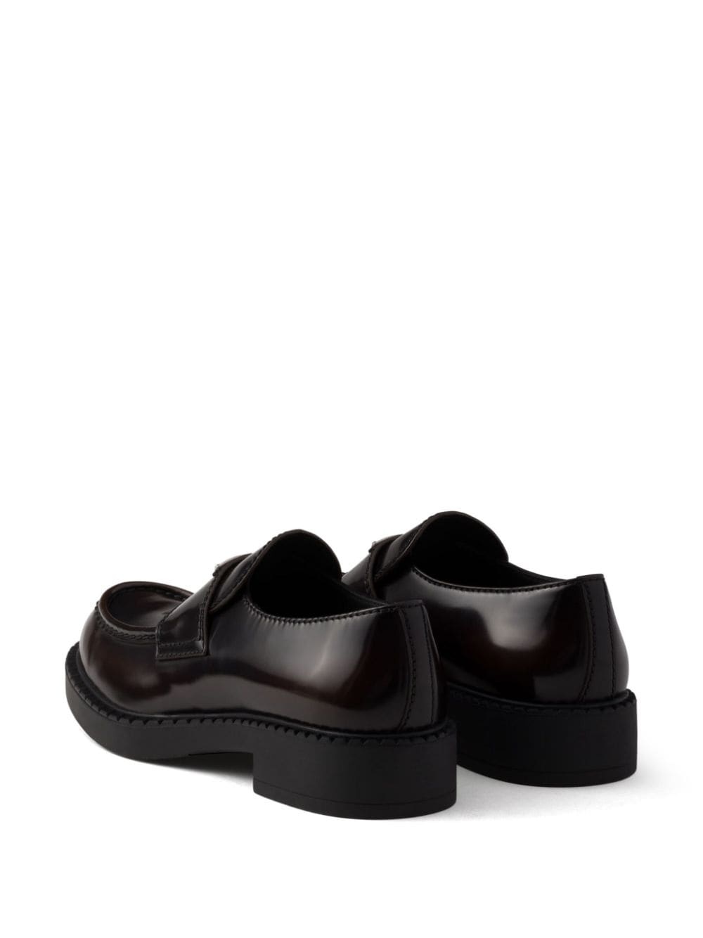 logo-plaque leather loafers - 3