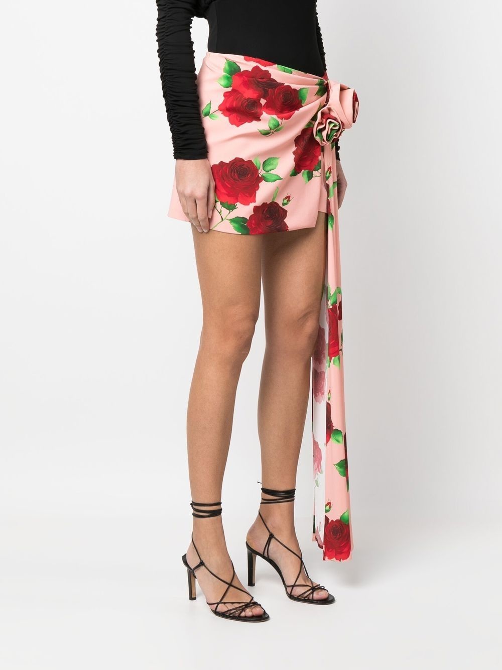 rose-print draped miniskirt - 3