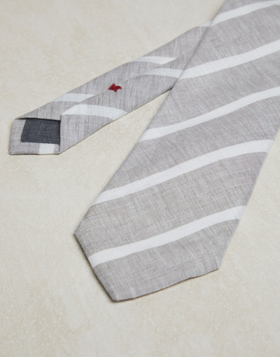Brunello Cucinelli Striped linen tie outlook