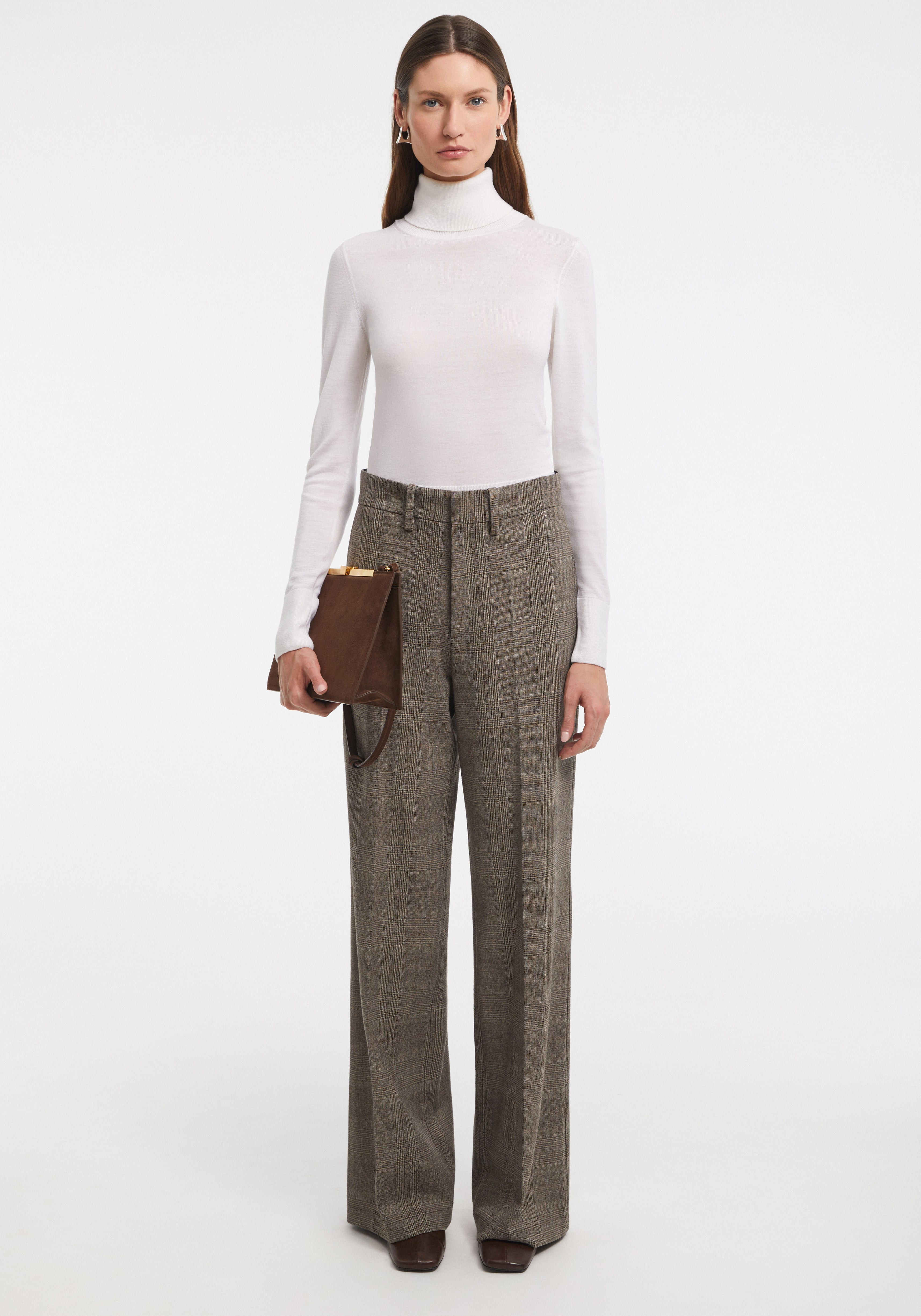 MAROON
Checkered wide-leg suiting pants - 2