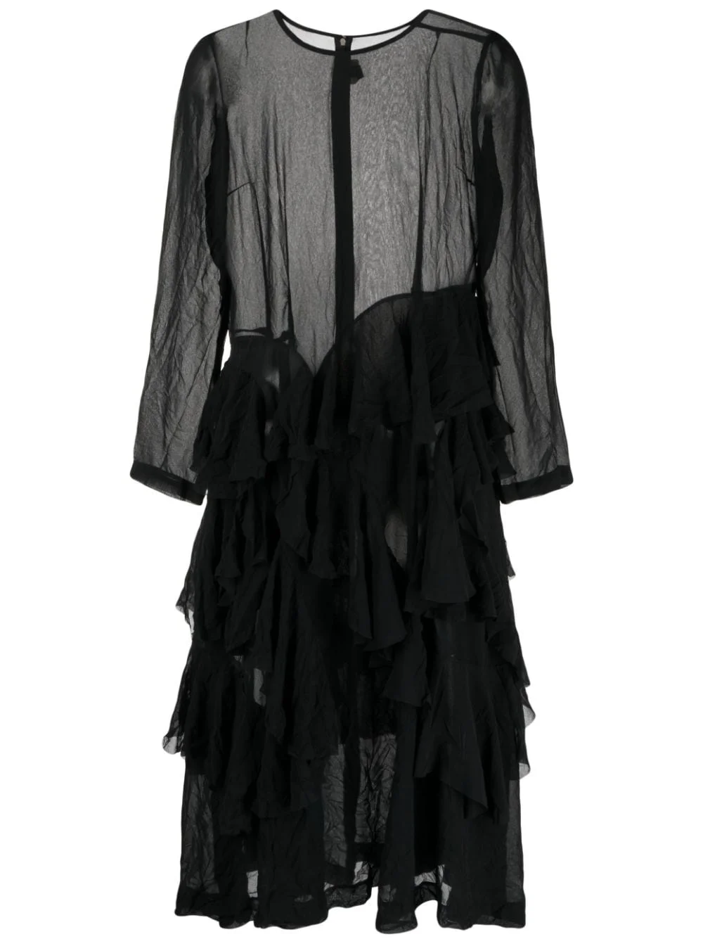 semi-sheer tiered midi dress - 1