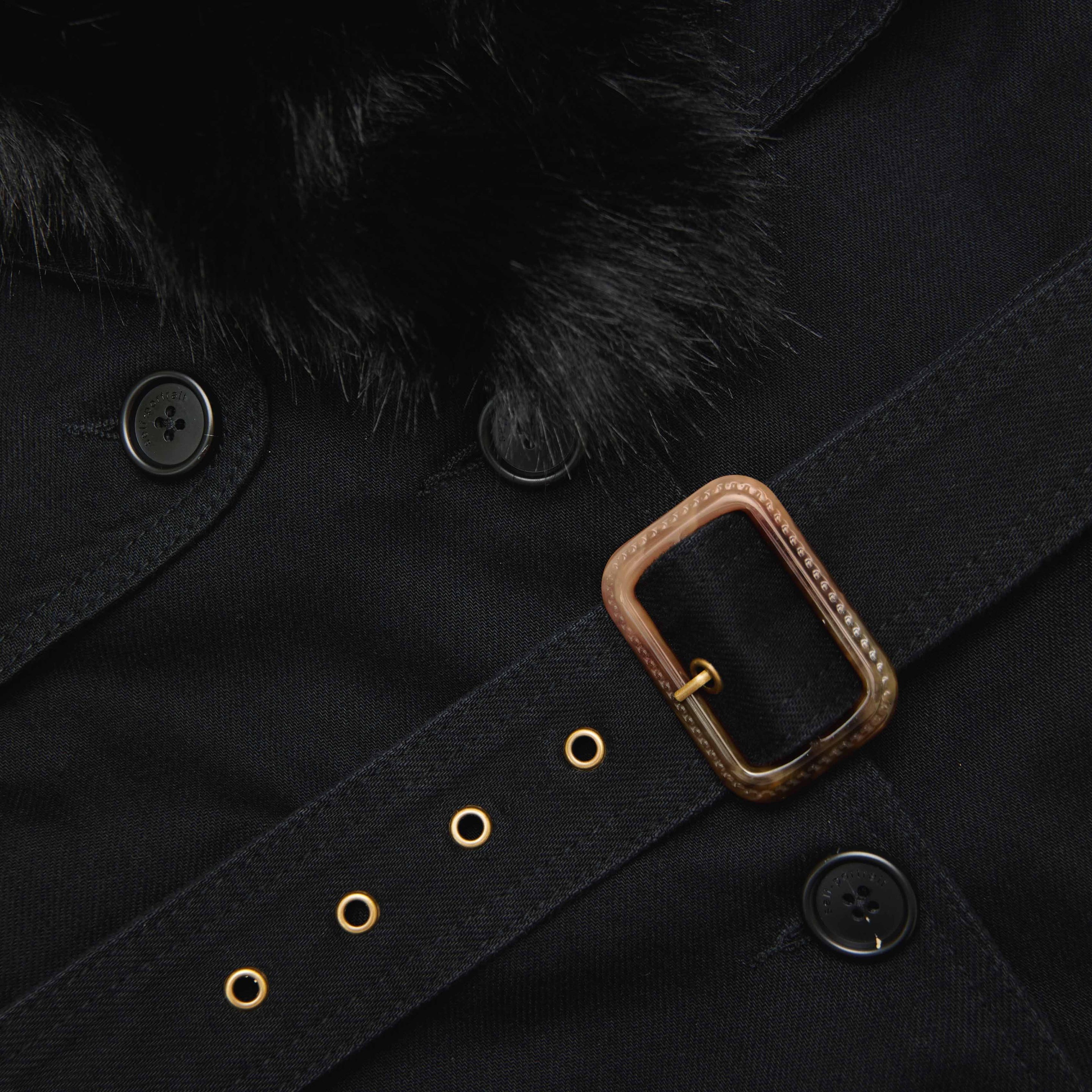 Black Denim Fur Collar Jacket - 5