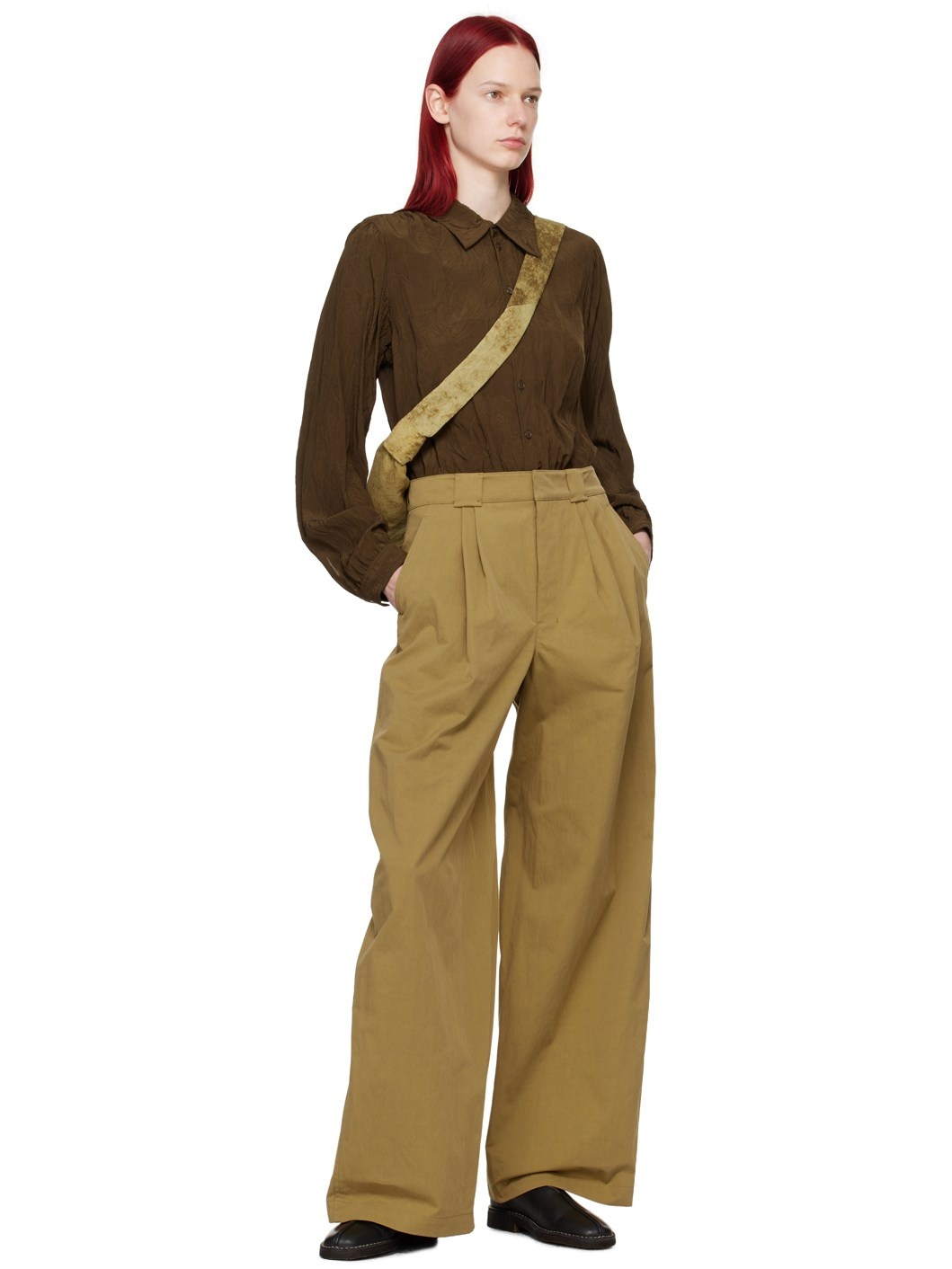 Brown Gathered Blouse - 5