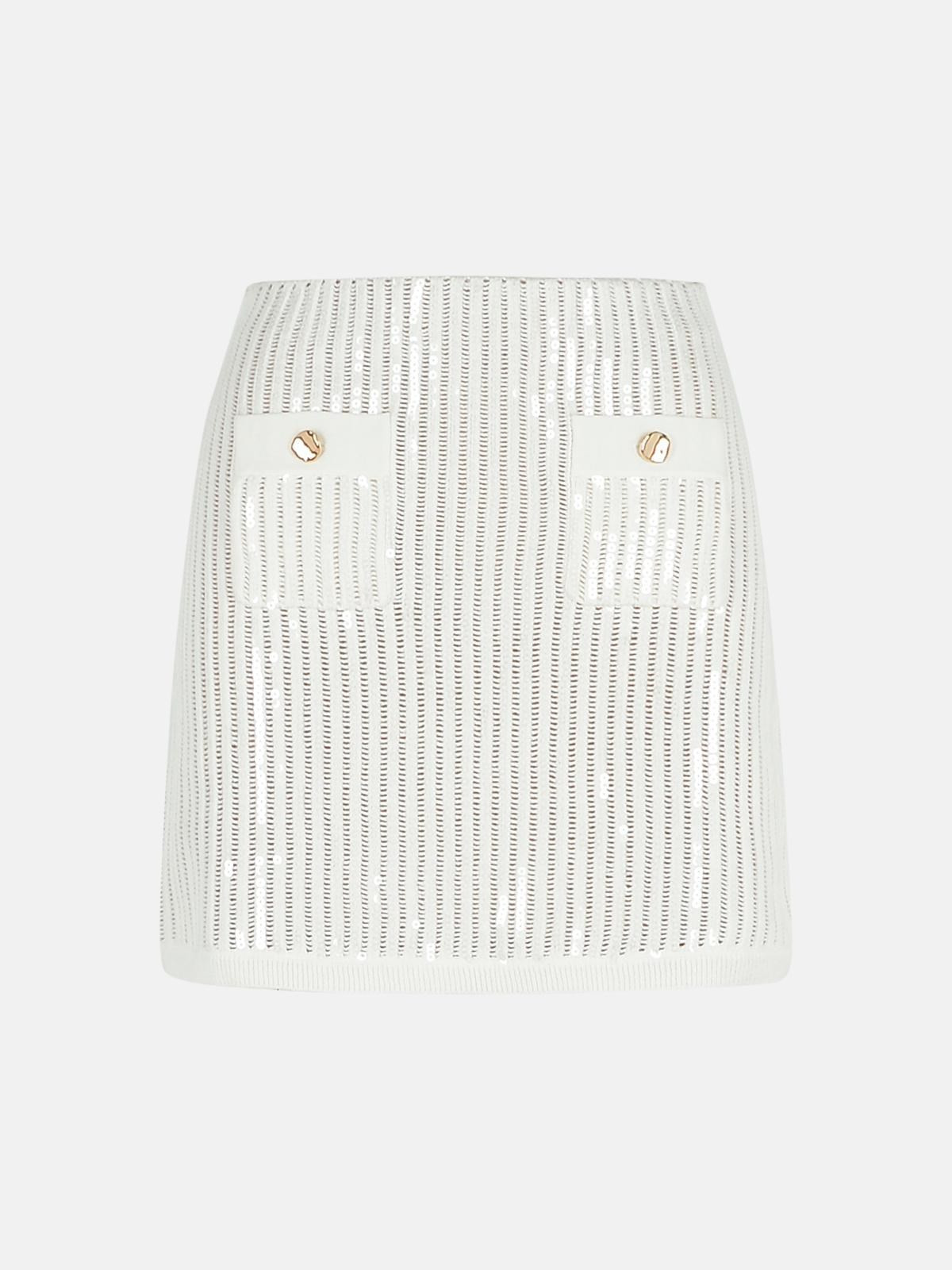 'CROCHET' SKIRT IN WHITE COTTON BLEND - 1