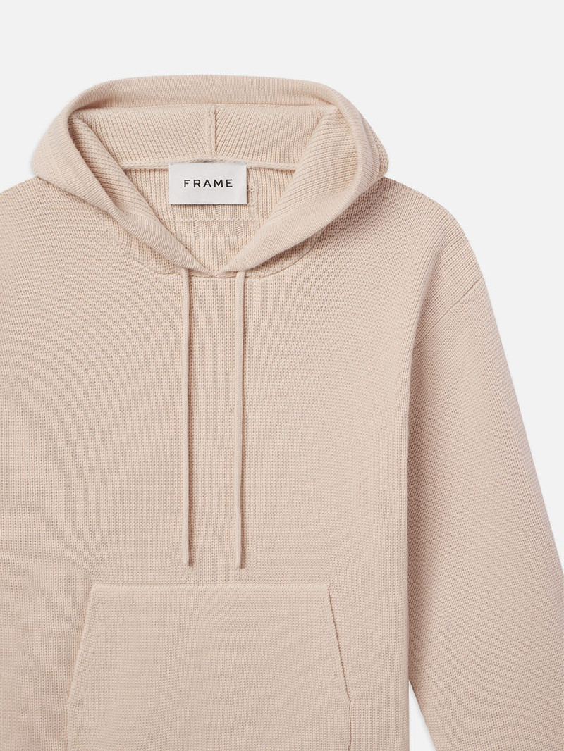 FRAME Silk Blend Hoodie Sweater in Off White outlook
