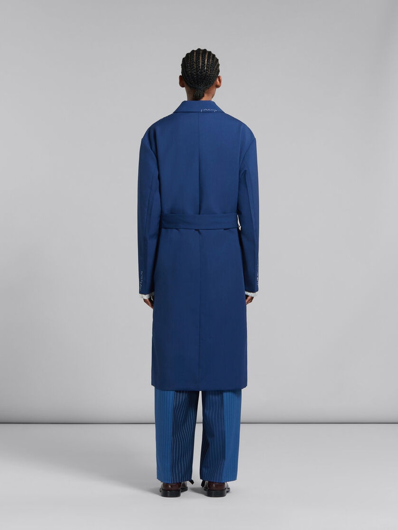 BLUE TROPICAL WOOL TRENCH COAT 3