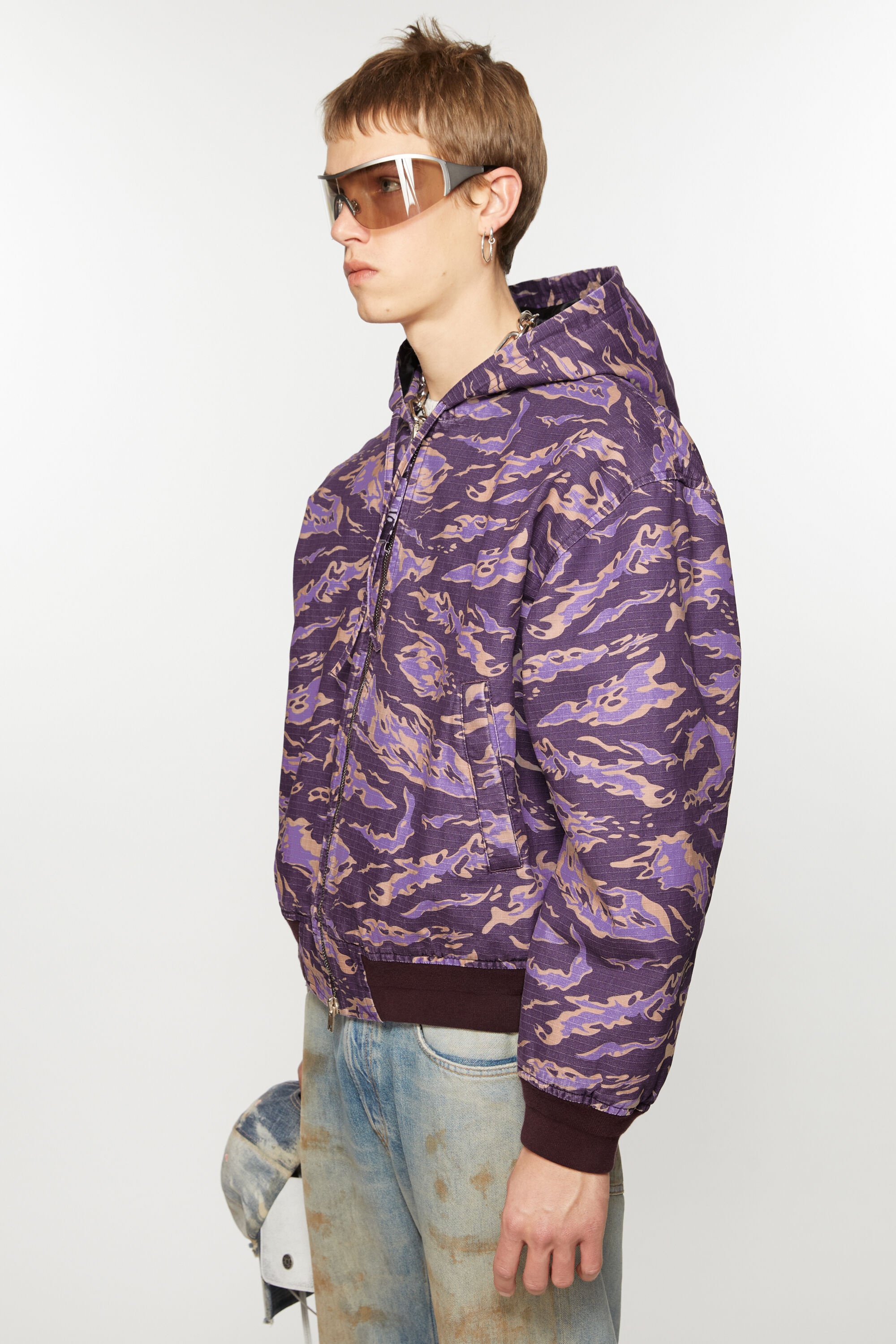 Hooded padded jacket - Purple multi - 3