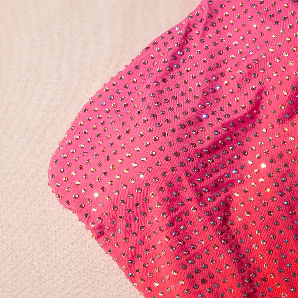 Pink Rhinestone One Shoulder Swimsuit - 4