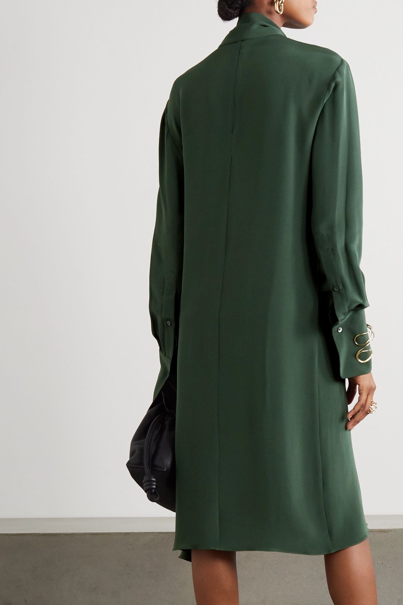 Draped silk-crepe midi dress - 3