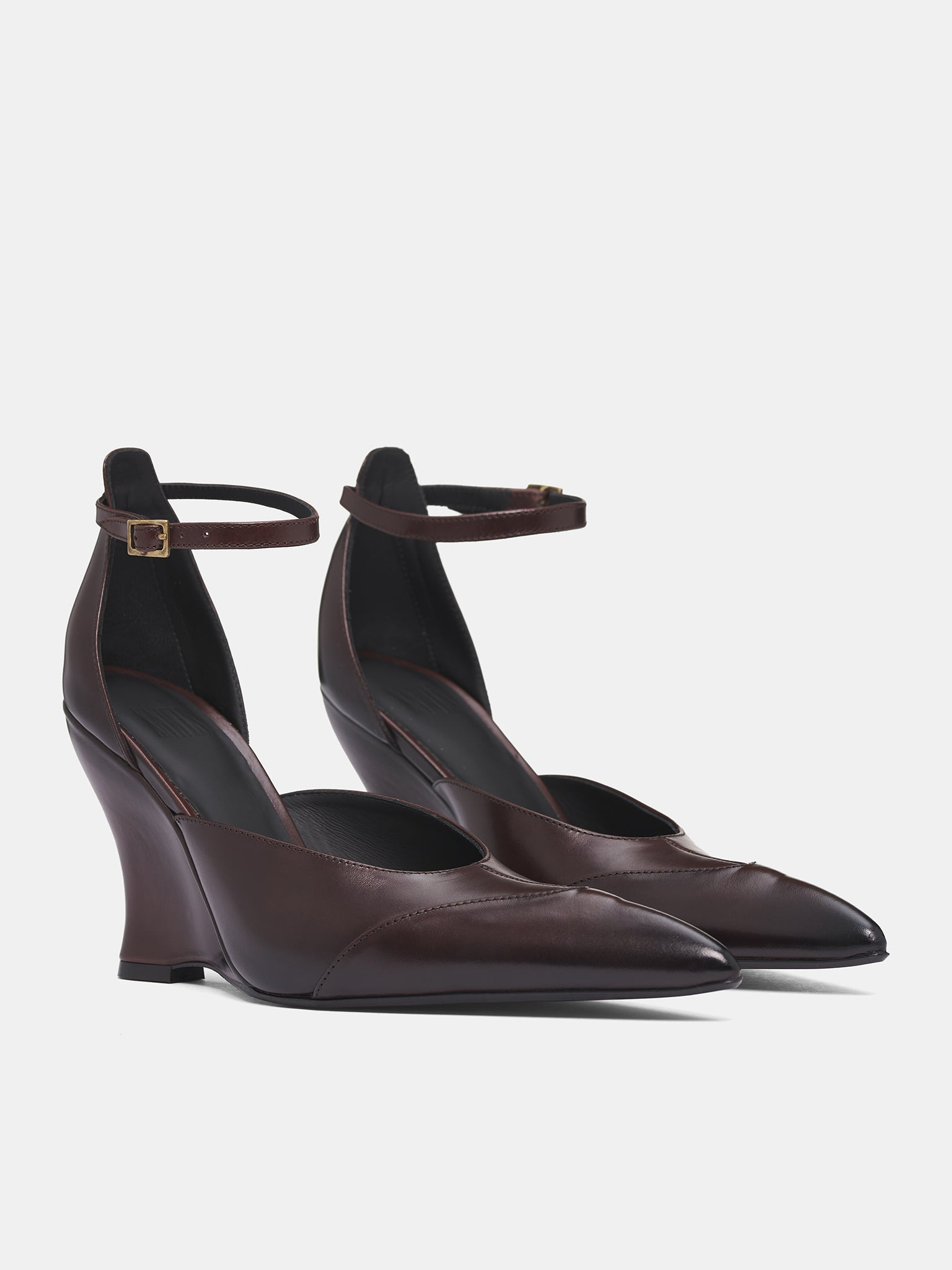 Brown Sabaton Leather Wedge Mules - 2