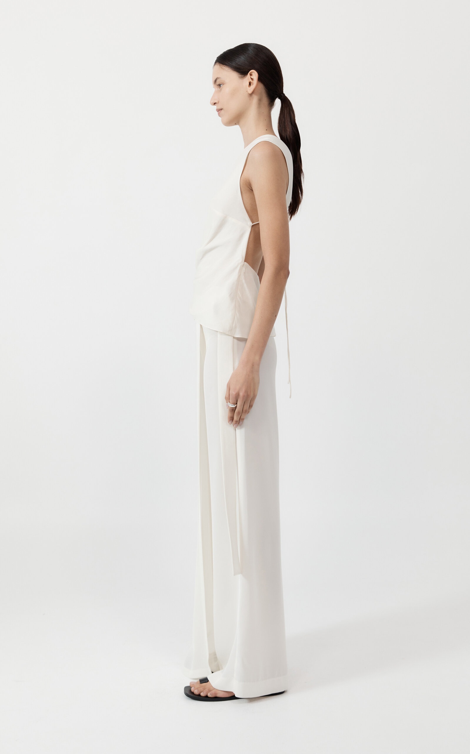 Wrapped Twill Wide-Leg Pants off-white - 6