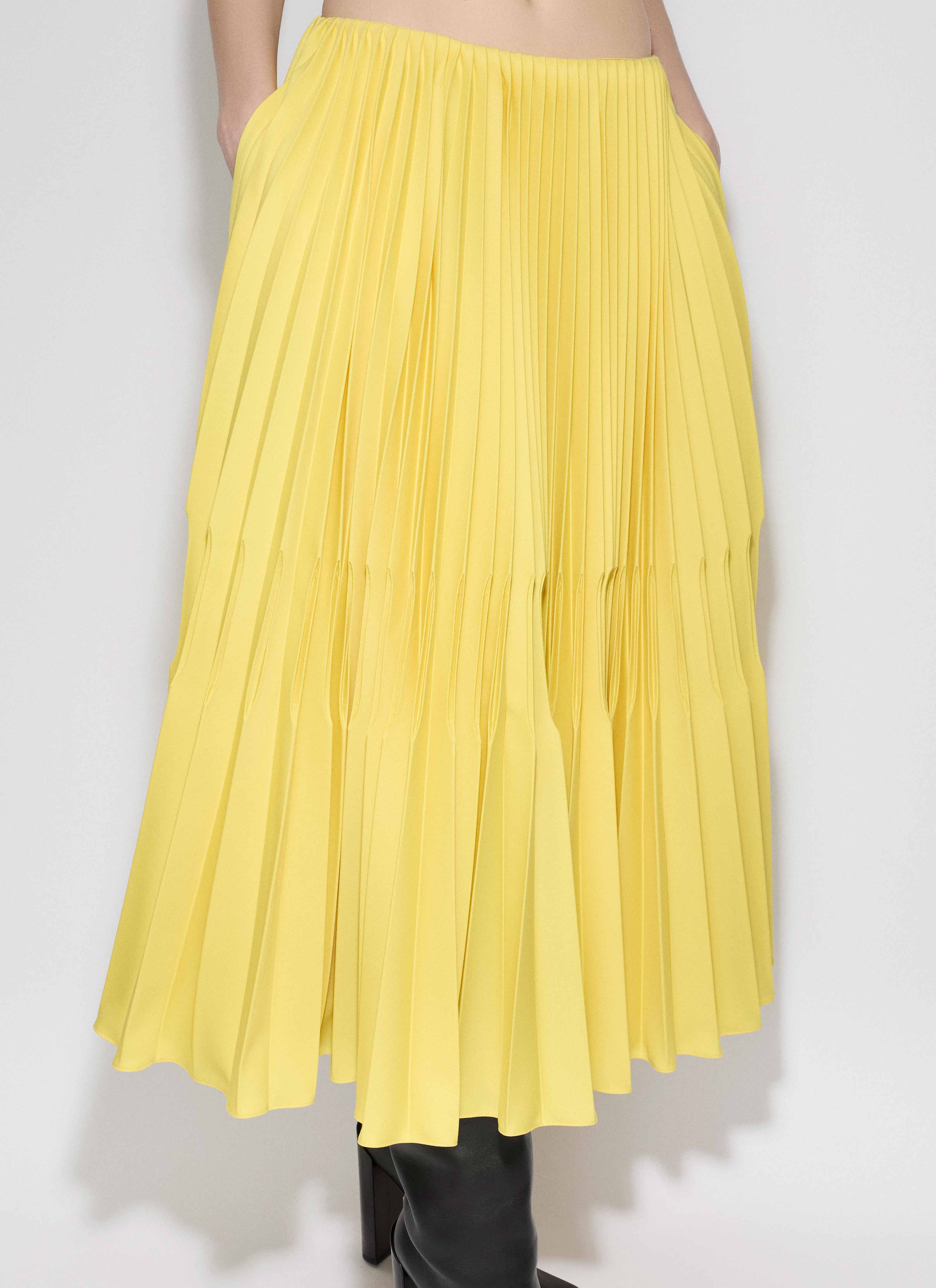 WOOL GABARDINE PLEATED SKIRT - 6