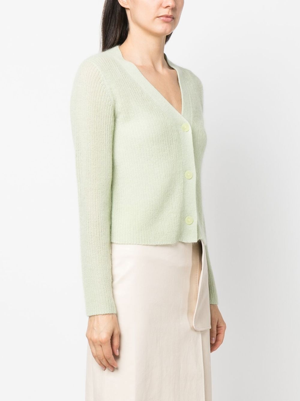 ribbed-knit V-neck cardigan - 3