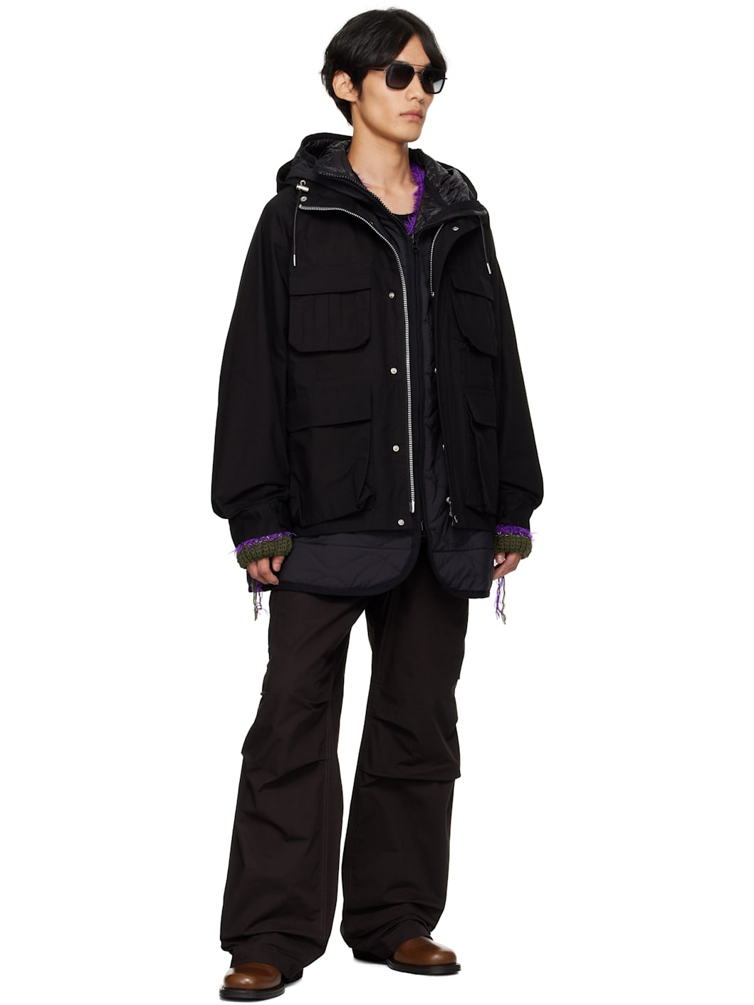 Brown Rip Stop Cargo Pants - 4