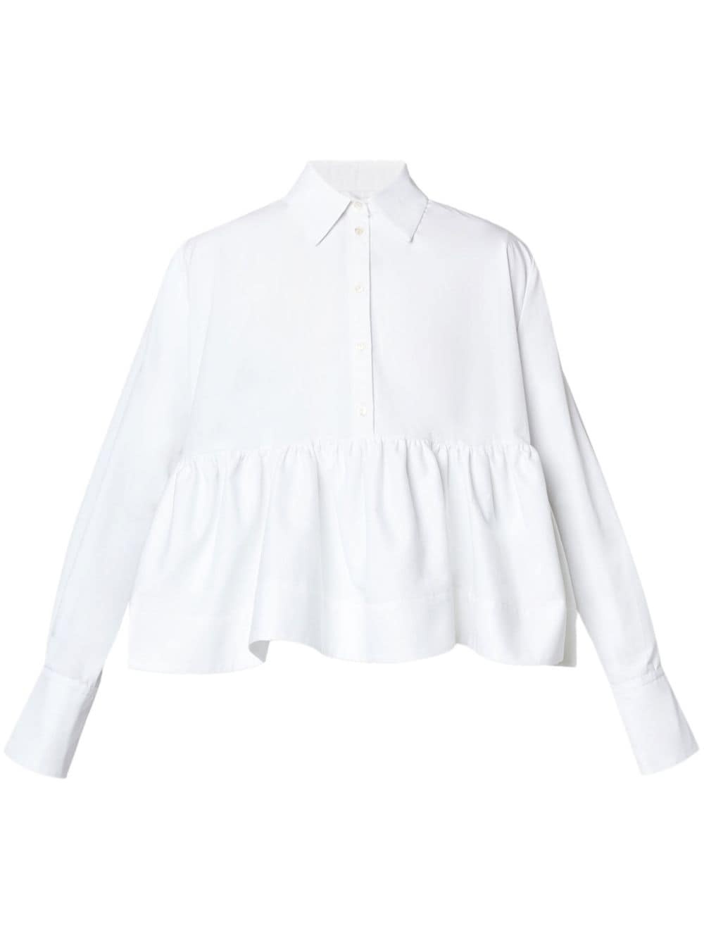 ruffle-panel cotton-poplin blouse - 1