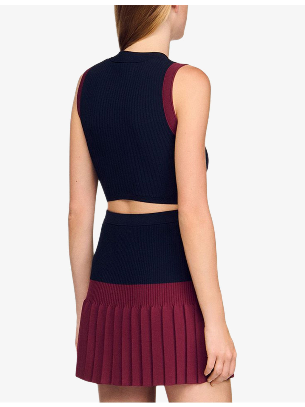 Contrast-Trim Cropped Stretch-Knit Top - 4