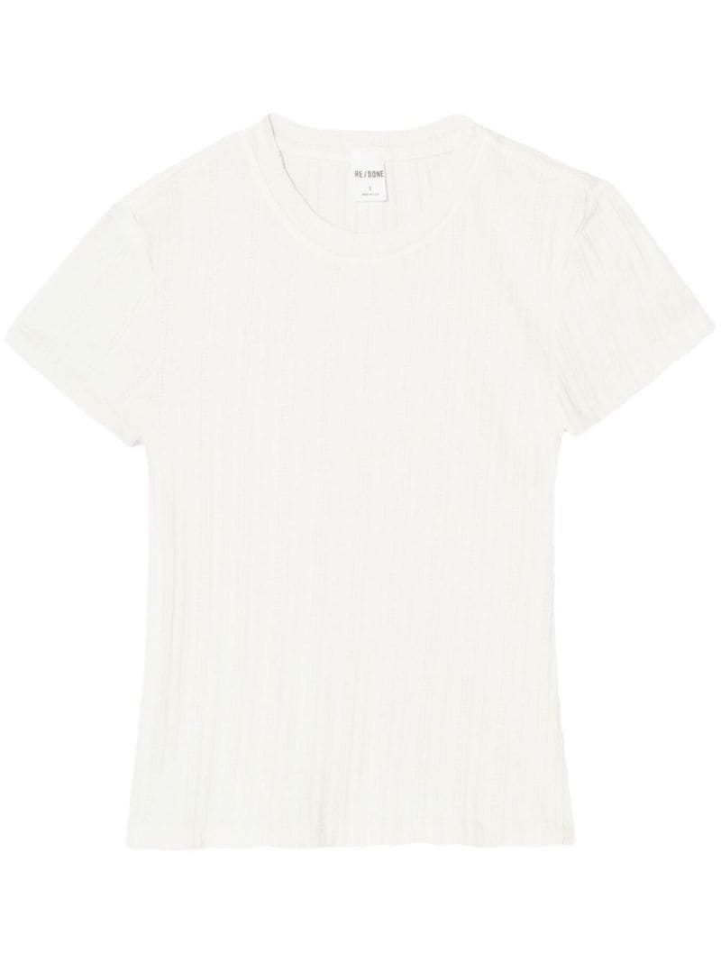 pointelle-knit cotton T-shirt - 1