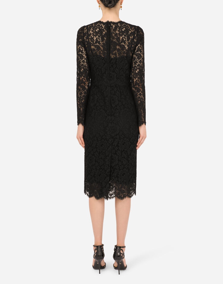 Long-sleeved calf-length dress in cordonetto lace - 2