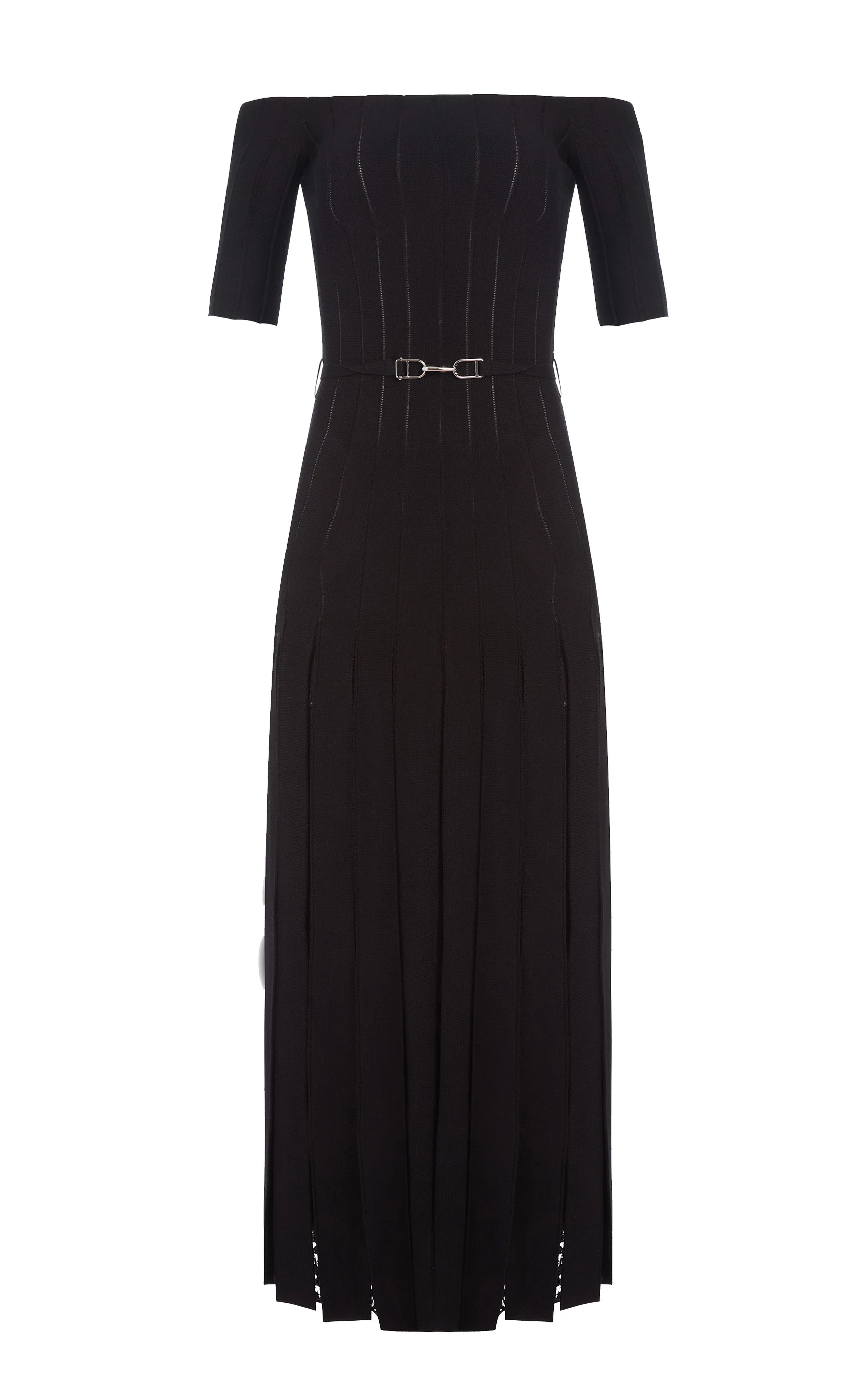 Kurt Knit Pleated Maxi Dress in Black Merino Wool - 1