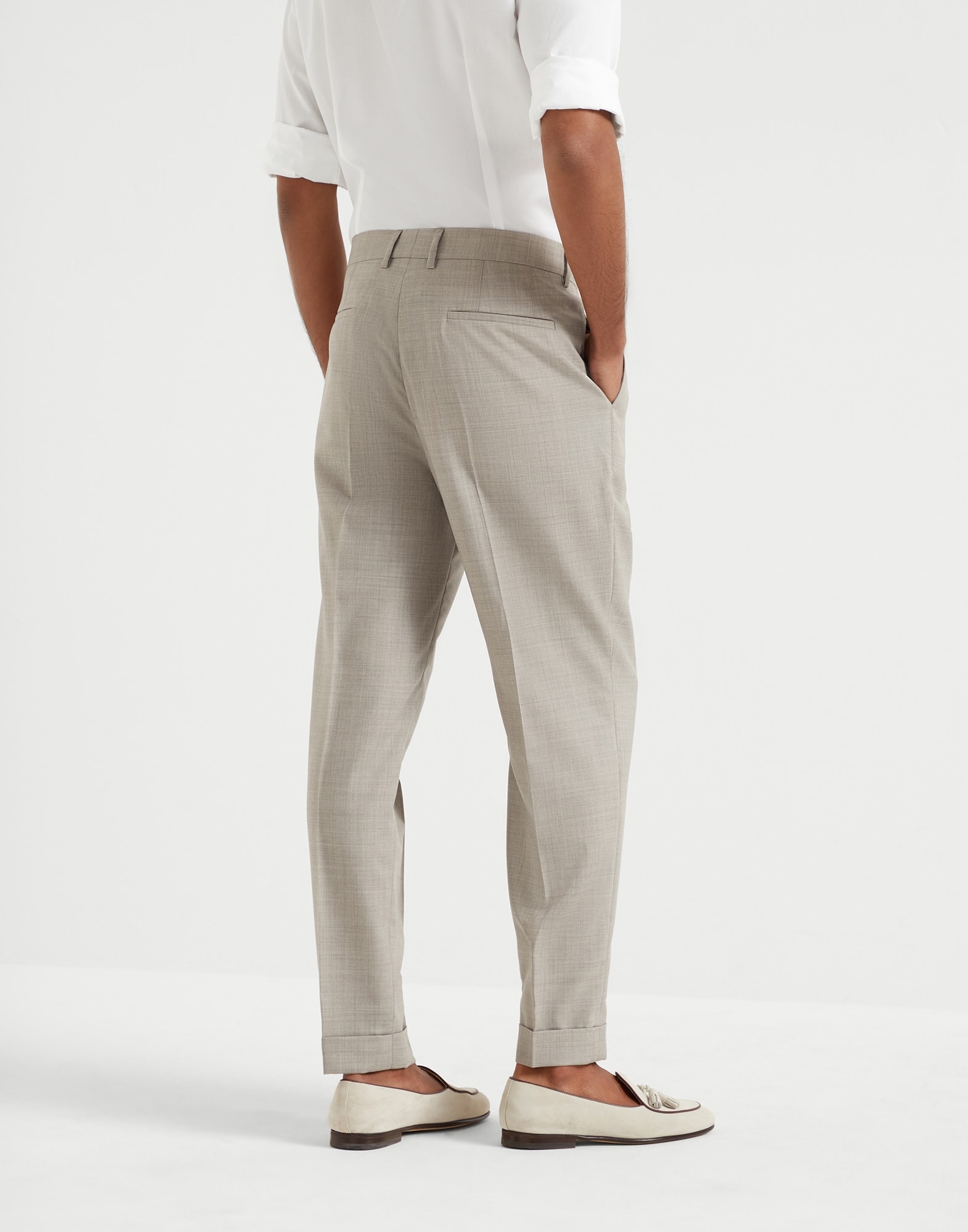 Virgin wool fresco leisure fit trousers with double pleats - 2